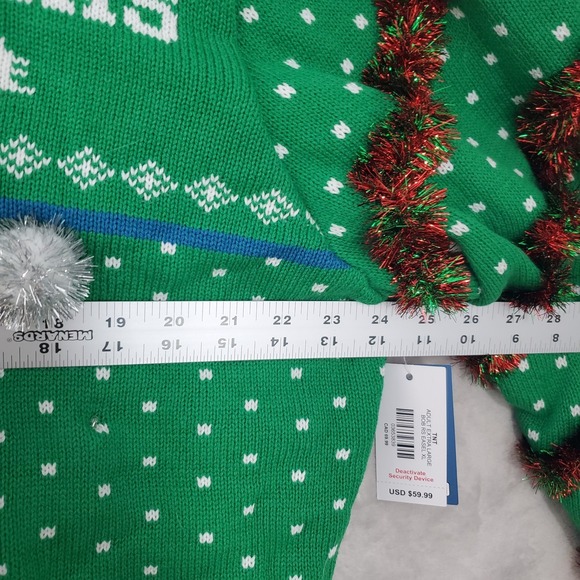 Bob Ross Ugly Christmas Sweater Mens XL Happy Little Christmas Lights Up NWT - Picture 10 of 11